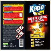 Guêpes frelons aérosol longue portée 6 mètres 500ml Kapo Choc