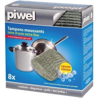 TAMPEL PIWEL Tampons moussants laine d'acier extra fine avec savon x8 JEX