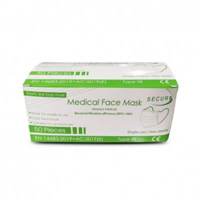Boîte de 50 masques jetables à usage médical Type IIR/II